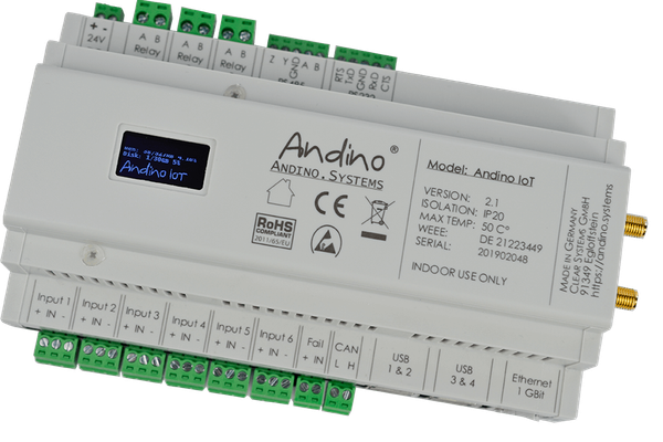Andino IO with Raspberry Pi Motherboard on a DIN-Rail