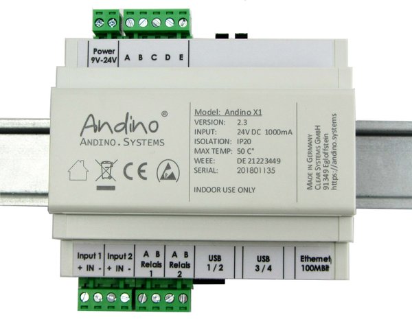 Andino X1 with Raspberry Pi on a DIN-Rail