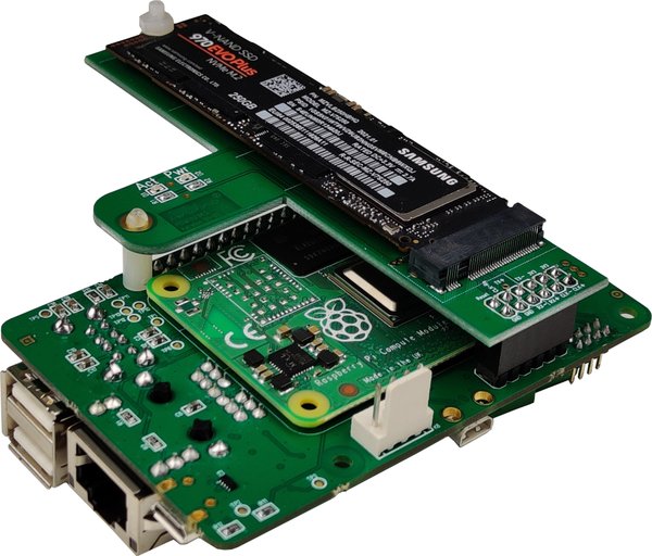 Raspberry Pi Compute Module 4 with PCI to M.2 Adapter