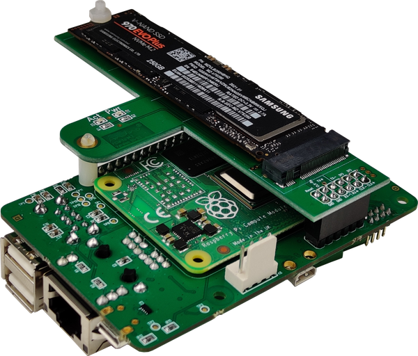 Raspberry Pi Compute Module 4 with PCI to M.2 Adapter