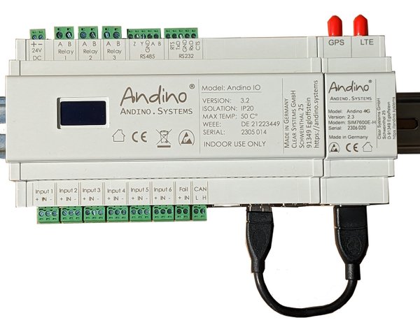 Andino IO - Industrial PC with Raspberry Pi 4 / CM4, 4G/LTE Modem, Heatsink and RTC
